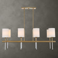 Awyr, 8 Lt Chandelier de Uttermost en acabado Warm brass finish, clear acrylic accents, white silken shades