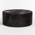 St. Francis Large Leather Ottoman de Alder & Tweed en acabado Ebony Hide leather, forged iron base