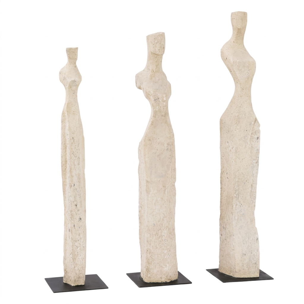 CAST WOMEN SCULPTURES, ROMAN STONE, SET OF 3