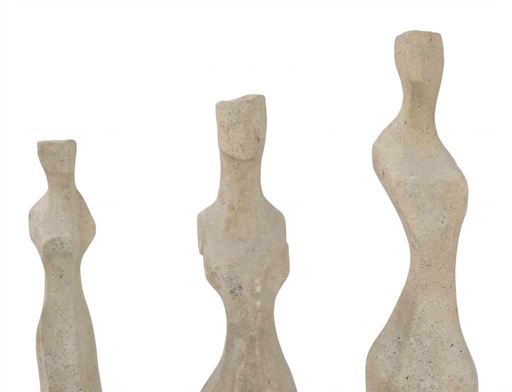CAST WOMEN SCULPTURES, ROMAN STONE, SET OF 3