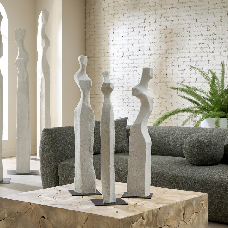 CAST WOMEN SCULPTURES, ROMAN STONE, SET OF 3