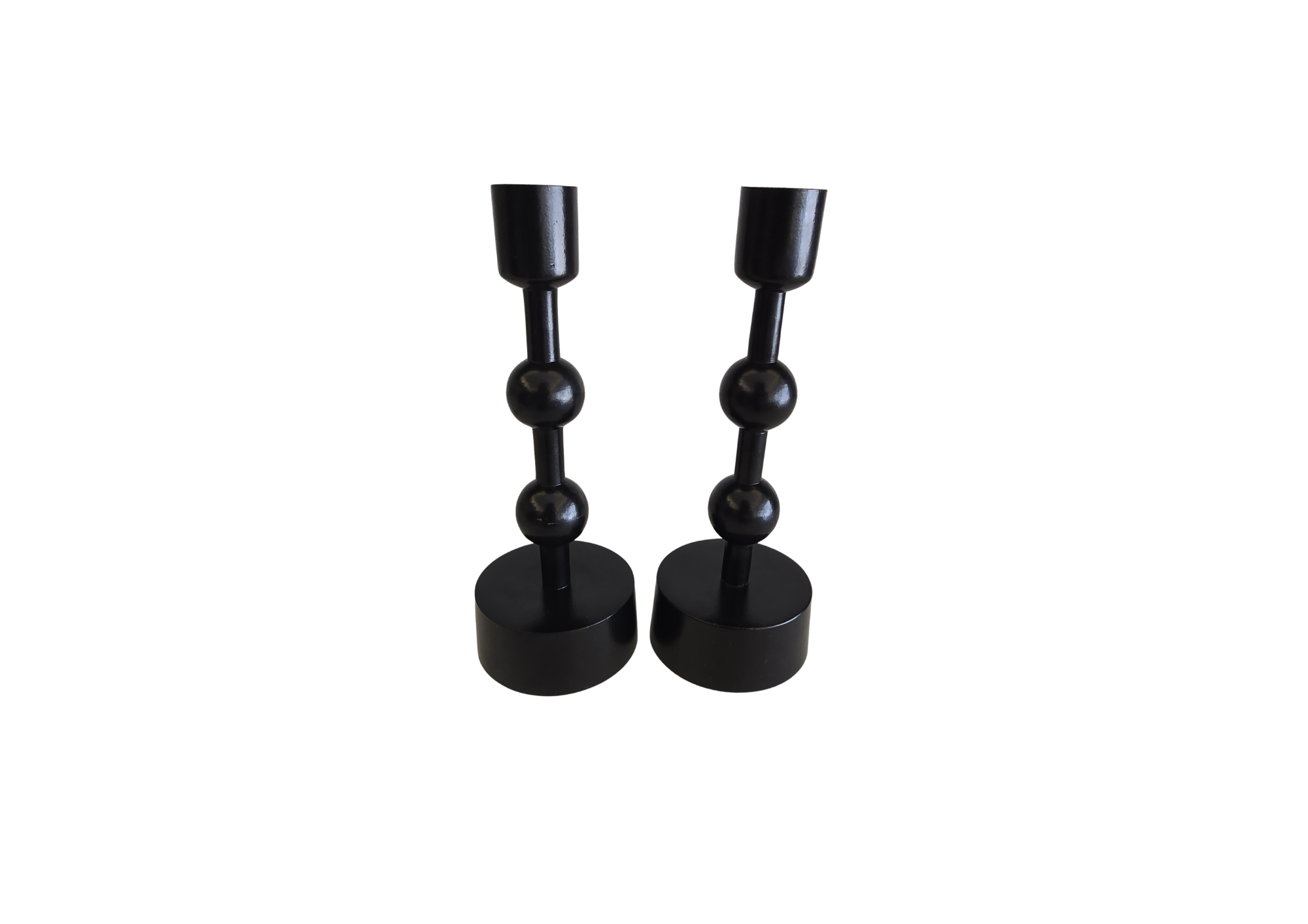 SET 2 PORTAVELAS METAL NEGRO