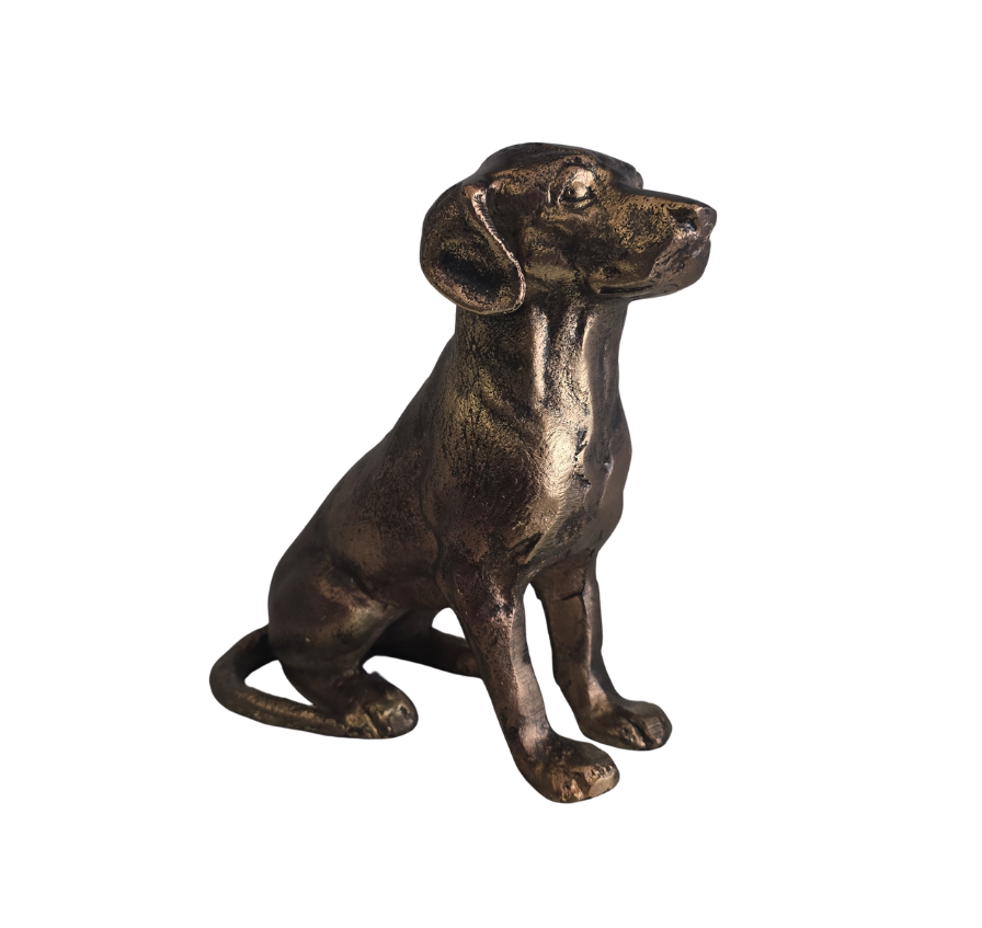 FIGURA CERÁMICA PERRITO ORO ANTIGUO