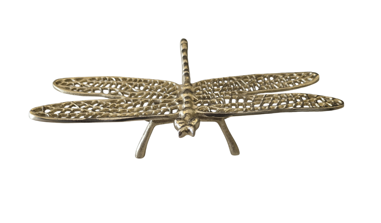 FIGURA LIBÉLULA METAL DORADA