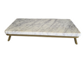 TABLE RECTANGULAR MARMOL BLANCO CON BASE DE METAL DORADO
