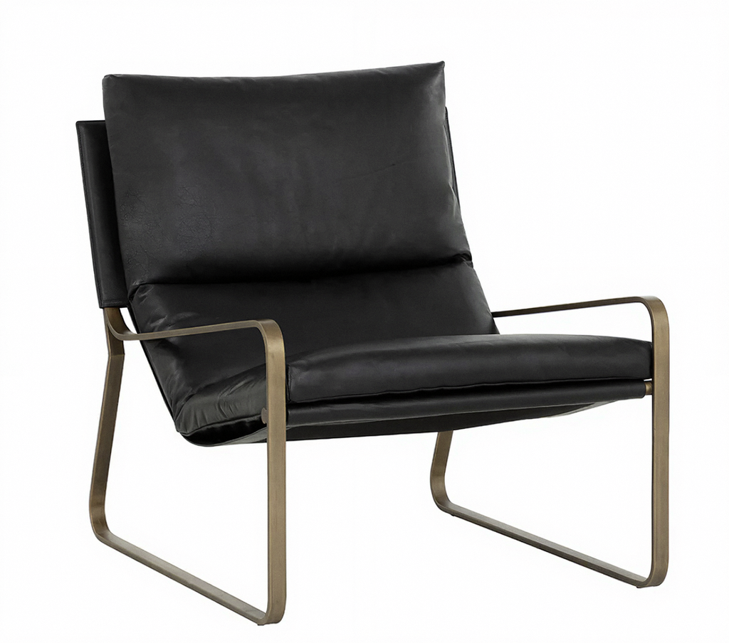 ZANCOR LOUNGE CHAIR - ANTIQUE BRASS BLACK