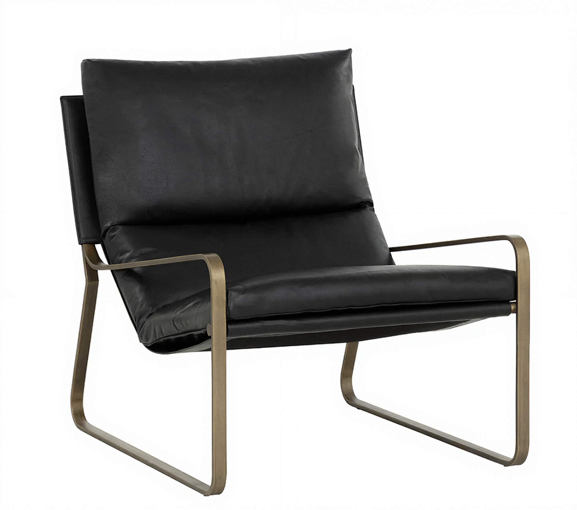 ZANCOR LOUNGE CHAIR - ANTIQUE BRASS BLACK