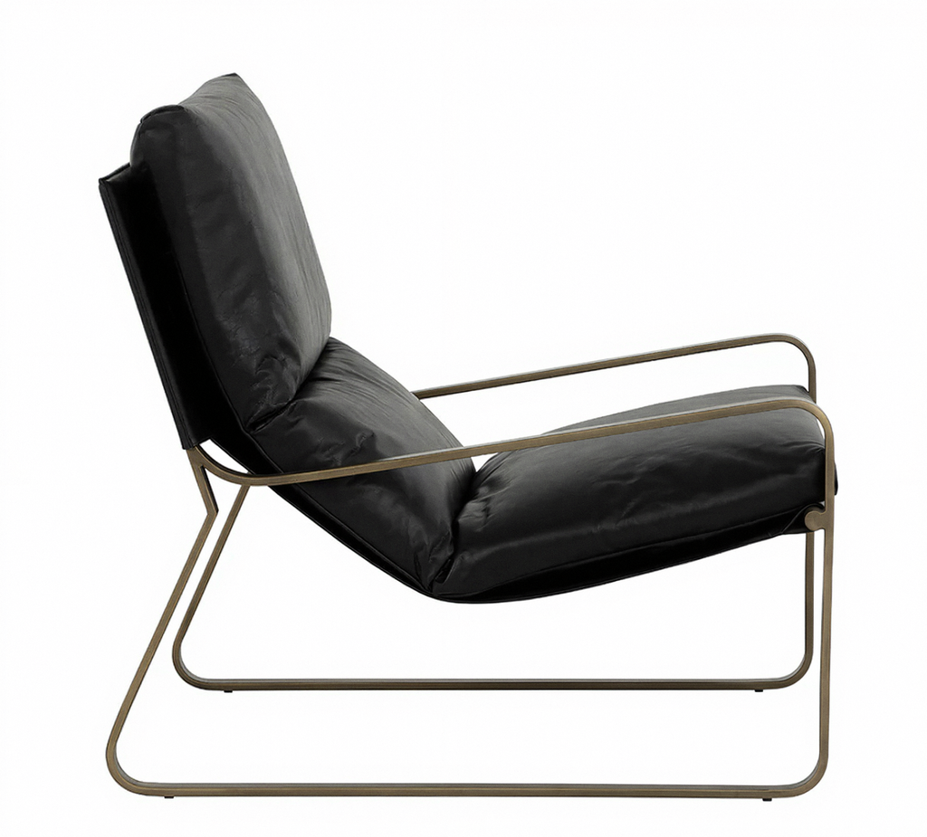 ZANCOR LOUNGE CHAIR - ANTIQUE BRASS BLACK