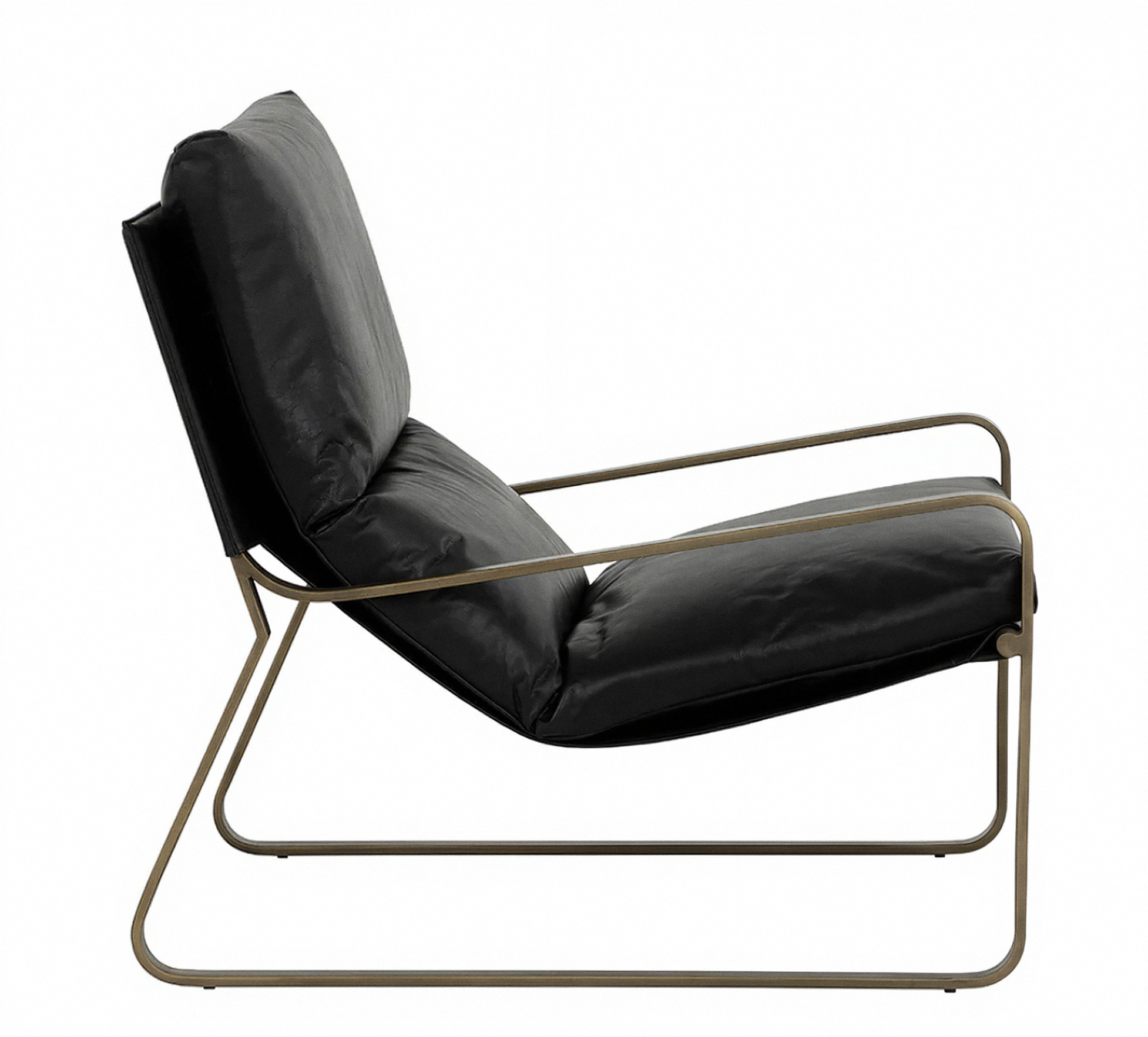ZANCOR LOUNGE CHAIR - ANTIQUE BRASS BLACK