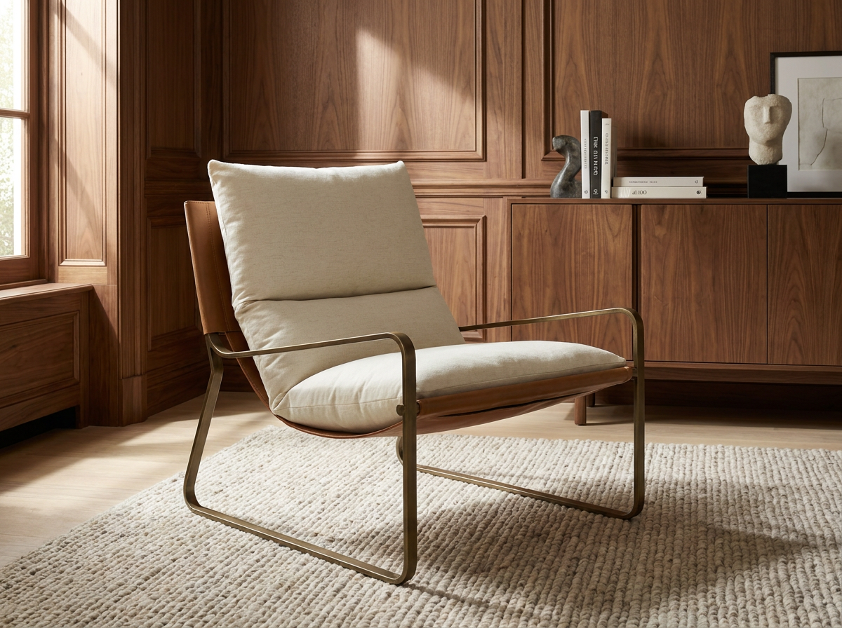 ZANCOR LOUNGE CHAIR ANTIQUE BRASS