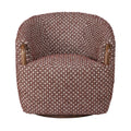 Ophelia Swivel Occasional Chair de Alder & Tweed en acabado Merlot Dot fabric cover, Warm Oak wood finish